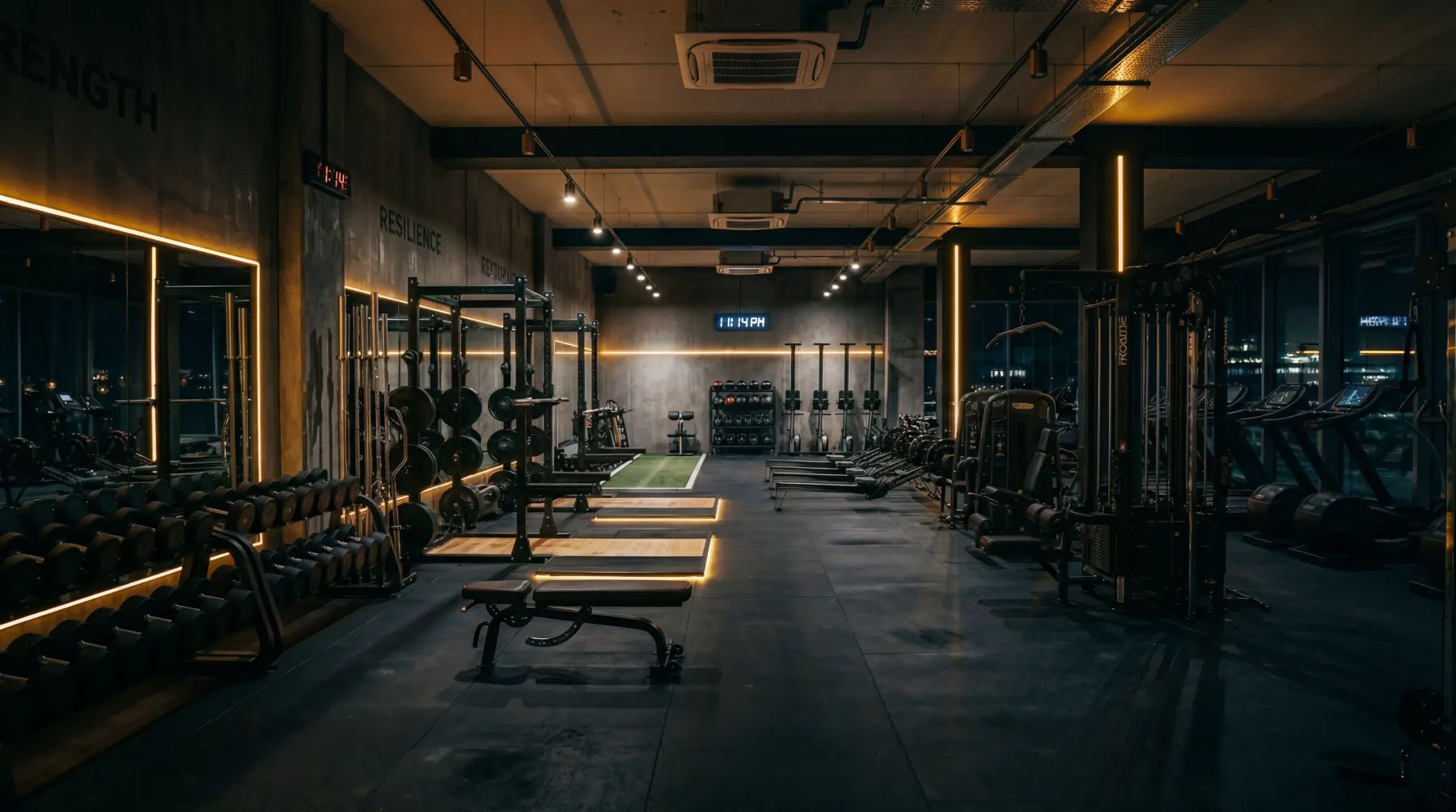 Person training alone in a gym